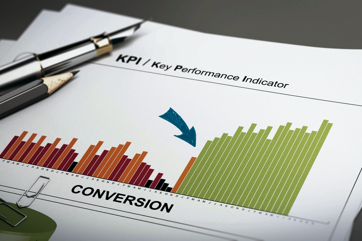 Conversion rate improvementGraph showing conversion rates with confidence intervals for two test variations