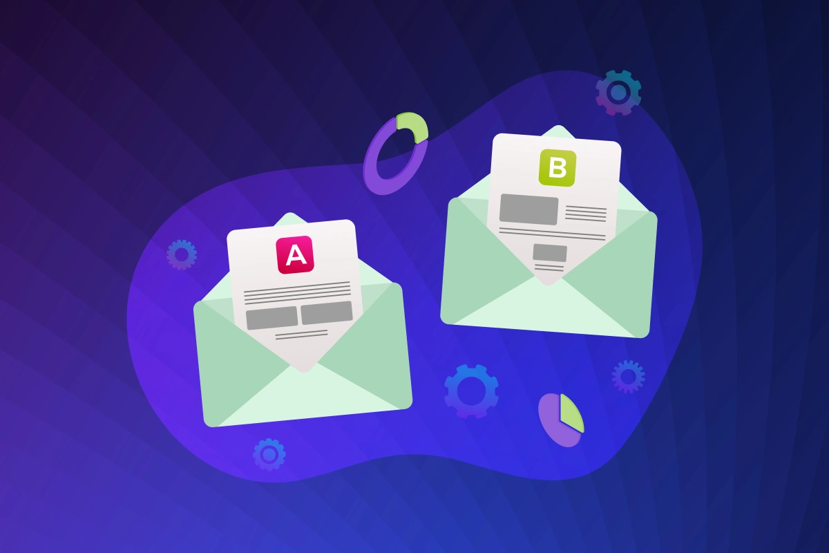 Comparison of email variations with key test elements highlighted